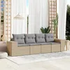Image de vidaXL Salon de jardin avec coussins 4 pcs beige résine tressée 3254616