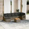 Image de vidaXL Salon de jardin 8 pcs avec coussins gris résine tressée 3257005