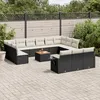 Image de vidaXL Salon de jardin avec coussins 14 pcs noir résine tressée 3257134