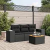 Image de vidaXL Salon de jardin 4 pcs avec coussins noir résine tressée 3257644