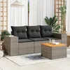 Image de vidaXL Salon de jardin 4 pcs avec coussins gris résine tressée 3257649