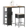 Image de vidaXL Ensemble de bar de jardin 3 pcs avec coussins noir poly rotin ensemble de bar ensemble de bar de patio ensemble de 3261496