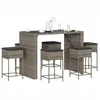 Image de vidaXL Ensemble de bar de jardin 7 pcs avec coussins gris poly rotin 3261511
