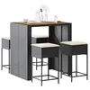 Image de vidaXL Ensemble de bar de jardin 5 pcs avec coussins noir poly rotin 3261515