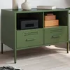 Image de vidaXL Meuble TV Armoire de Télévision avec Pieds Support Télé avec Rangement Salon Salle de Séjour Vert Olive 68x39x505 843050