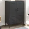 Image de vidaXL Buffet Haut Armoire avec Pieds et Compartiments Placard avec Porte Organisateur de Salle de Séjour Noir 843108