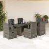 Image de vidaXL Ensemble à manger de jardin et coussins 7 pcs gris rotin 3262783