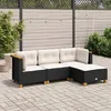 Image de vidaXL Salon de jardin 4 pcs avec coussins noir résine tressée 3261779