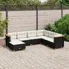 Image de vidaXL Salon de jardin 7 pcs avec coussins noir résine tressée 3261935