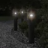 Image de vidaXL Lampadaires dextérieur avec sortie 3 pcs noir acier inoxydable éclairage au sol dextérieur éclairage au sol de 4006378
