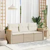 Image de vidaXL Salon de jardin avec coussins 3 pcs beige résine tressée 3258159