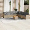 Image de vidaXL Salon de jardin avec coussins 10 pcs beige résine tressée 3258468