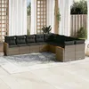 Image de vidaXL Salon de jardin avec coussins 10 pcs gris résine tressée 3258756