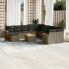 Image de vidaXL Salon de jardin avec coussins 12 pcs gris résine tressée 3258980