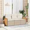 Image de vidaXL Salon de jardin avec coussins 3 pcs beige résine tressée 3259839