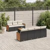 Image de vidaXL Salon de jardin 8 pcs avec coussins noir résine tressée 3259886