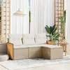 Image de vidaXL Salon de jardin avec coussins 4 pcs beige résine tressée 3259986