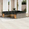 Image de vidaXL Salon de jardin 11 pcs avec coussins gris résine tressée 3260429