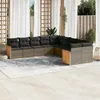 Image de vidaXL Salon de jardin avec coussins 10 pcs gris résine tressée 3260436