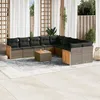 Image de vidaXL Salon de jardin 11 pcs avec coussins gris résine tressée 3260443