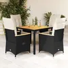 Image de vidaXL Ensemble à manger de jardin coussins 5pcs Noir Résine tressée ensemble de salle à manger dextérieur meuble de 3276833