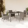 Image de vidaXL Ensemble à manger de jardin et coussins 5 pcs gris rotin verre ensemble de salle à manger dextérieur meuble de 3278557