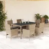 Image de vidaXL Ensemble à manger de jardin et coussins 7 pcs beige rotin verre ensemble de salle à manger dextérieur meuble de 3278564