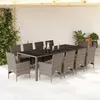 Image de vidaXL Ensemble à manger de jardin et coussins 11 pcs gris rotin verre ensemble de salle à manger dextérieur 3278592