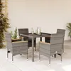 Image de vidaXL Ensemble à manger de jardin et coussins 5 pcs gris rotin verre ensemble de salle à manger dextérieur meuble de 3278652