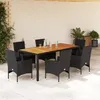 Image de vidaXL Ensemble à manger de jardin et coussins 7pcs noir rotin acacia 3278673