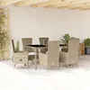 Image de vidaXL Ensemble à manger de jardin et coussins 7 pcs beige poly rotin