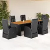 Image de vidaXL Ensemble à manger de jardin coussins 7 pcs noir résine tressée 3277629