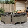 Image de vidaXL Ensemble à manger de jardin 9 pcs coussins gris résine tressée 3277783
