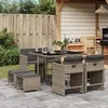Image de vidaXL Ensemble à manger de jardin 9 pcs coussins gris résine tressée 3277903