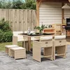 Image de vidaXL Ensemble à manger de jardin et coussins 9 pcs beige Poly rotin 3277905