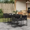 Image de vidaXL Ensemble à manger de jardin coussins 5pcs Noir Résine tressée 3278022