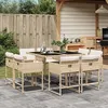 Image de vidaXL Ensemble à manger de jardin et coussins 9 pcs beige Poly rotin 3278145