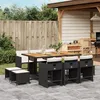 Image de vidaXL Ensemble à manger de jardin 11 pcs coussins noir résine tressée 3277922
