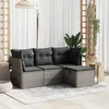 Image de vidaXL Salon de jardin 4 pcs avec coussins gris résine tressée 3263116