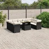 Image de vidaXL Salon de jardin 10 pcs avec coussins noir résine tressée 3270993