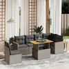 Image de vidaXL Salon de jardin avec coussins 7 pcs gris résine tressée 3273104