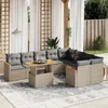 Image de vidaXL Salon de jardin avec coussins 10 pcs beige résine tressée 3273236
