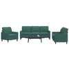 Image de vidaXL Ensemble de canapés 3 pcs avec coussins Vert foncé Velours canapé siège de canapé canapé relax canapé confort 3278353