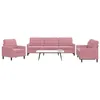 Image de vidaXL Ensemble de canapés 3 pcs avec coussins Rose Velours 3278434