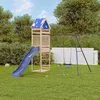Image de Aire de jeux dextérieur en bois - VIDAXL - Ensemble multi-activités - Bois de pin massif - Toboggan bleu 210 cm - 3-8 ans