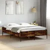 Image de vidaXL Cadre de Lit Lit Double avec Sommier à Lattes Lit Adulte avec Pied Chambre Moderne Chêne Fumé 140x200 cm Bois 3279799