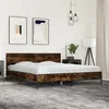 Image de vidaXL Cadre de lit chêne fumé 200x200 cm bois dingénierie et métal lit meuble de chambre à coucher sommier lit double 3280019