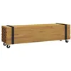 Image de Meuble TV en teck massif - vidaXL - 110x30x30 cm - Marron - Roulettes - Design moderne - Facile à assembler - Durable
