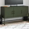 Image de vidaXL Meuble TV vert olive 1005x39x605 cm acier support TV buffet TV meuble multimédia banc TV armoire hifi centre 846480