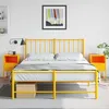 Image de vidaXL Tables de chevet 2 pcs jaune moutarde 36x39x605 cm acier armoire armoire latérale meuble de chambre à coucher 846561